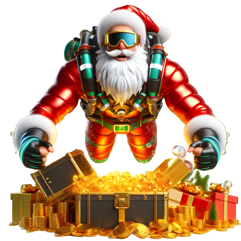 santa christmas on water slot game character png